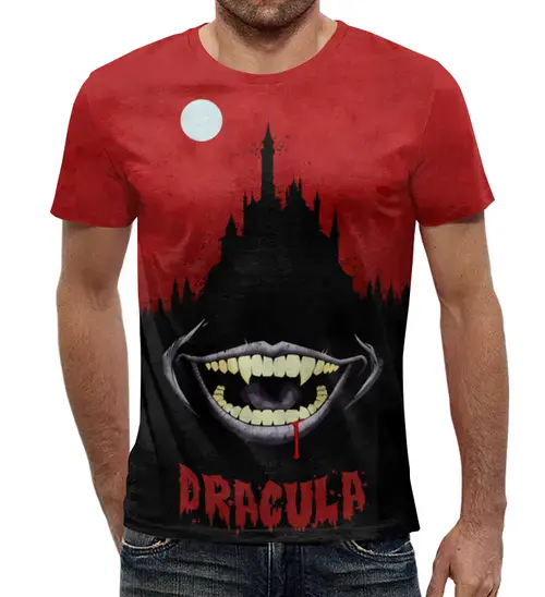 Заказать мужскую футболку в Москве. Футболка с полной запечаткой (мужская) Dracula от T-shirt print  - готовые дизайны и нанесение принтов.