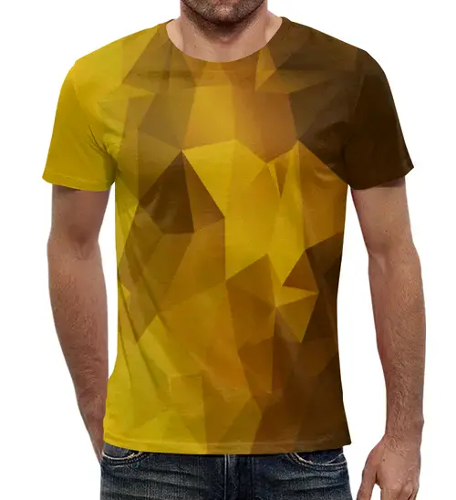 Заказать мужскую футболку в Москве. Футболка с полной запечаткой (мужская) Gold Polygon от THE_NISE  - готовые дизайны и нанесение принтов.