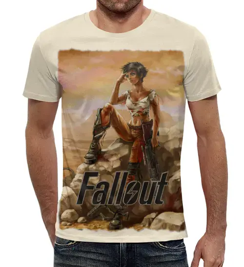 Заказать мужскую футболку в Москве. Футболка с полной запечаткой (мужская) Fallout game от Leichenwagen - готовые дизайны и нанесение принтов.