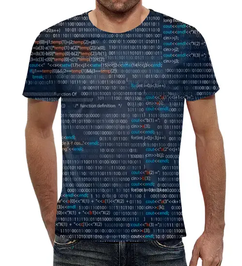Заказать мужскую футболку в Москве. Футболка с полной запечаткой (мужская) Кодирование от THE_NISE  - готовые дизайны и нанесение принтов.