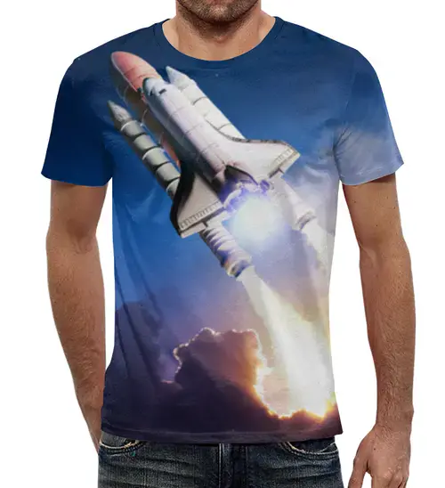 Заказать мужскую футболку в Москве. Футболка с полной запечаткой (мужская) NASA | НАСА от The Spaceway  - готовые дизайны и нанесение принтов.