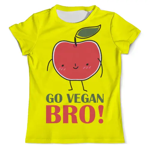 Заказать мужскую футболку в Москве. Футболка с полной запечаткой (мужская) Go Vegan Bro! от vegan@thespaceway.info - готовые дизайны и нанесение принтов.