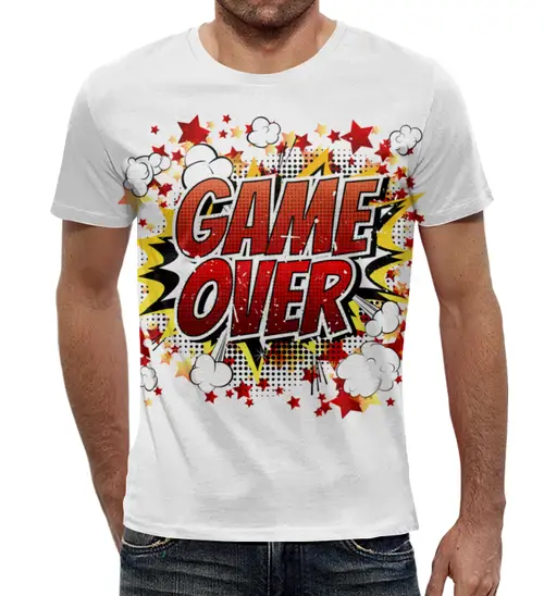 Заказать мужскую футболку в Москве. Футболка с полной запечаткой (мужская) Game over от T-shirt print  - готовые дизайны и нанесение принтов.