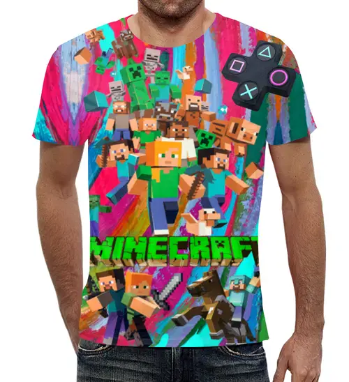 Заказать мужскую футболку в Москве. Футболка с полной запечаткой (мужская) Minecraft (Майнкрафт) от TheAndarz  - готовые дизайны и нанесение принтов.