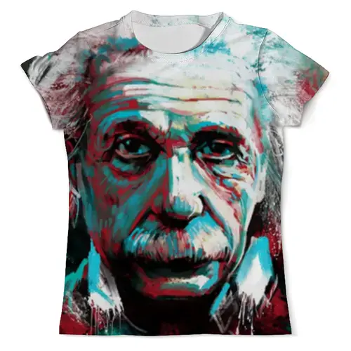 Заказать мужскую футболку в Москве. Футболка с полной запечаткой (мужская) Альберт Эйнштейн от aleks_say - готовые дизайны и нанесение принтов.