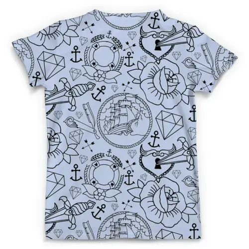 Заказать мужскую футболку в Москве. Футболка с полной запечаткой (мужская) Морская тема от T-shirt print  - готовые дизайны и нанесение принтов.