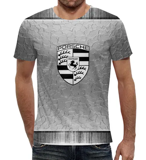 Заказать мужскую футболку в Москве. Футболка с полной запечаткой (мужская) Porsche от THE_NISE  - готовые дизайны и нанесение принтов.
