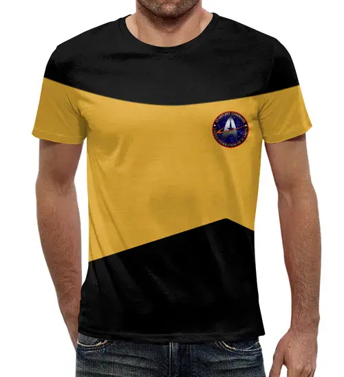 Заказать мужскую футболку в Москве. Футболка с полной запечаткой (мужская) Star Trek от galaxy secret - готовые дизайны и нанесение принтов.