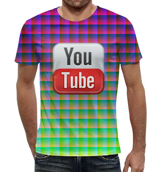 Заказать мужскую футболку в Москве. Футболка с полной запечаткой (мужская) YouTube от Jimmy Flash - готовые дизайны и нанесение принтов.