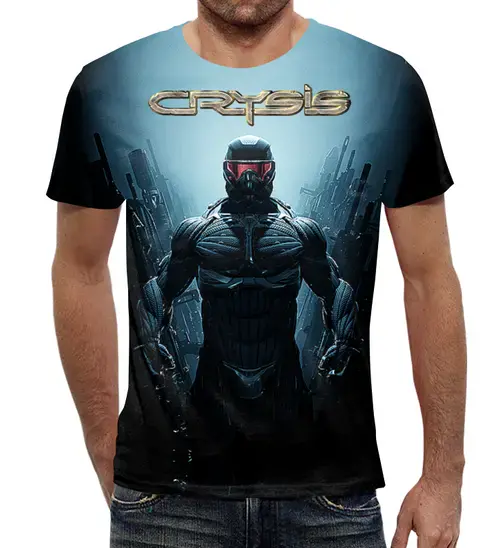 Заказать мужскую футболку в Москве. Футболка с полной запечаткой (мужская) CRYSIS от robus - готовые дизайны и нанесение принтов.