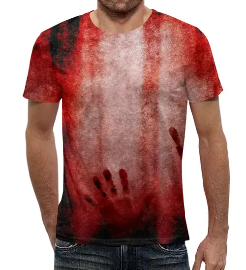 Заказать мужскую футболку в Москве. Футболка с полной запечаткой (мужская) blood от Niq=D - готовые дизайны и нанесение принтов.