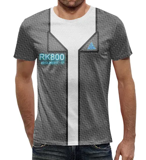 Заказать мужскую футболку в Москве. Футболка с полной запечаткой (мужская) DETROIT Become Human от balden - готовые дизайны и нанесение принтов.