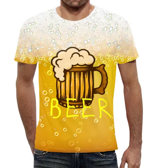 Заказать мужскую футболку в Москве. Футболка с полной запечаткой (мужская) Пиво пенное  от ПРИНТЫ ПЕЧАТЬ  - готовые дизайны и нанесение принтов.