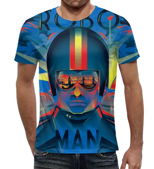 Заказать мужскую футболку в Москве. Футболка с полной запечаткой (мужская) Robo man (2) от ПРИНТЫ ПЕЧАТЬ  - готовые дизайны и нанесение принтов.