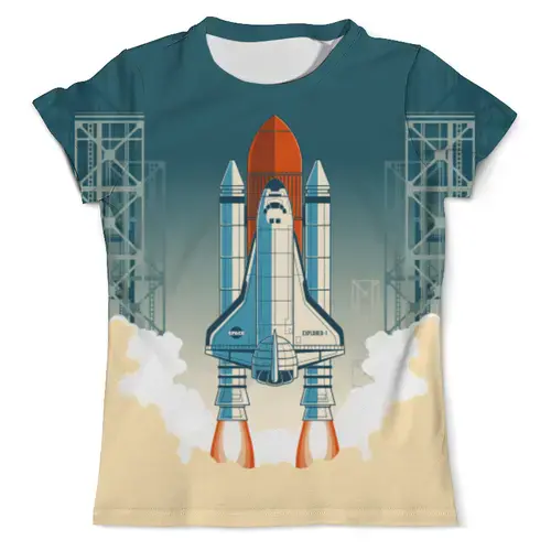 Заказать мужскую футболку в Москве. Футболка с полной запечаткой (мужская) Покорение космоса от The Spaceway  - готовые дизайны и нанесение принтов.
