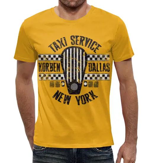Заказать мужскую футболку в Москве. Футболка с полной запечаткой (мужская) Taxi Korb от balden - готовые дизайны и нанесение принтов.