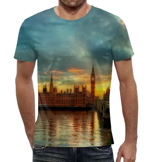 Заказать мужскую футболку в Москве. Футболка с полной запечаткой (мужская) Лондон от THE_NISE  - готовые дизайны и нанесение принтов.