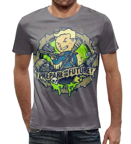 Заказать мужскую футболку в Москве. Футболка с полной запечаткой (мужская) Fallout Game от balden - готовые дизайны и нанесение принтов.