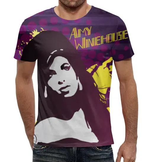 Заказать мужскую футболку в Москве. Футболка с полной запечаткой (мужская) Amy Winehouse от Илья Щеблецов - готовые дизайны и нанесение принтов.