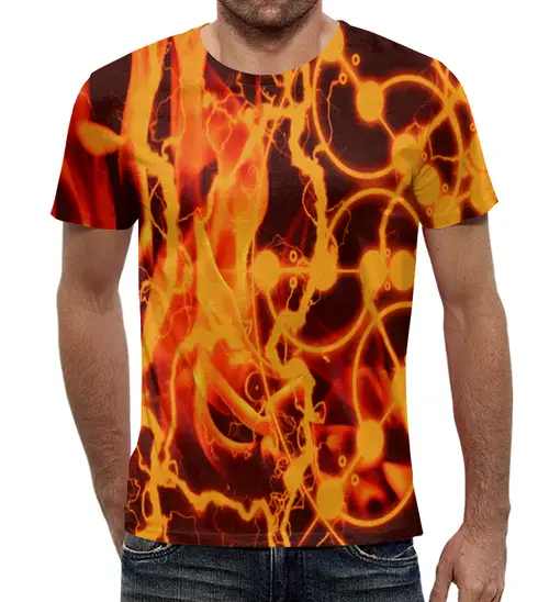 Заказать мужскую футболку в Москве. Футболка с полной запечаткой (мужская) Огонь от THE_NISE  - готовые дизайны и нанесение принтов.