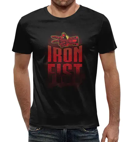 Заказать мужскую футболку в Москве. Футболка с полной запечаткой (мужская) Iron Fist от T-shirt print  - готовые дизайны и нанесение принтов.