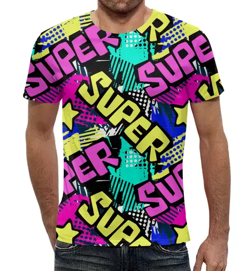Заказать мужскую футболку в Москве. Футболка с полной запечаткой (мужская) Super  от T-shirt print  - готовые дизайны и нанесение принтов.