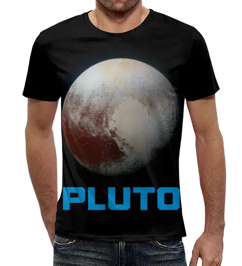 Заказать мужскую футболку в Москве. Футболка с полной запечаткой (мужская) Pluto от The Spaceway  - готовые дизайны и нанесение принтов.