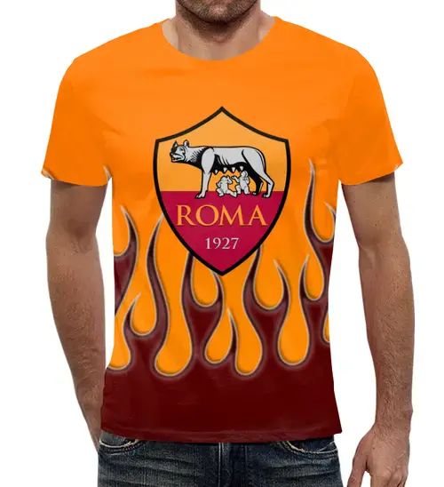 Заказать мужскую футболку в Москве. Футболка с полной запечаткой (мужская) FC Roma от THE_NISE  - готовые дизайны и нанесение принтов.