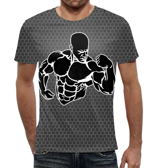 Заказать мужскую футболку в Москве. Футболка с полной запечаткой (мужская) Bodybuilding от balden - готовые дизайны и нанесение принтов.