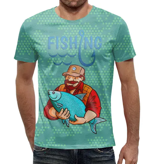 Заказать мужскую футболку в Москве. Футболка с полной запечаткой (мужская) Рыбалка    от T-shirt print  - готовые дизайны и нанесение принтов.