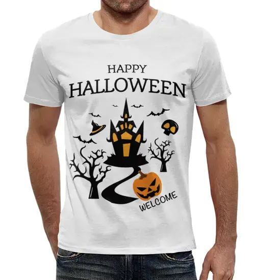 Заказать мужскую футболку в Москве. Футболка с полной запечаткой (мужская) Happy castle halloween от phantomwork@yandex.ru - готовые дизайны и нанесение принтов.