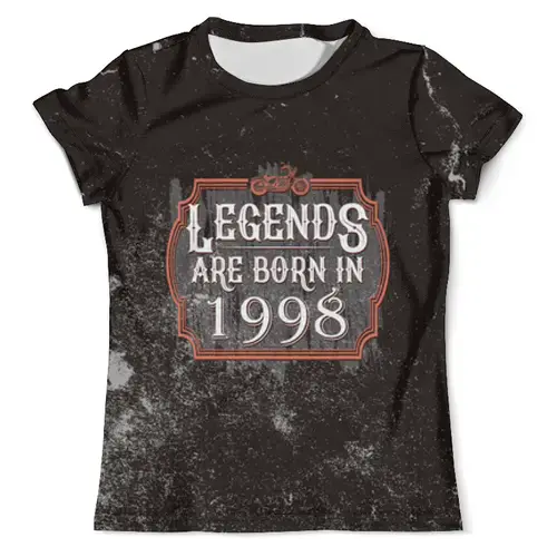 Заказать мужскую футболку в Москве. Футболка с полной запечаткой (мужская) Legends Are Born In 1998 от tutik_mutik@mail.ru - готовые дизайны и нанесение принтов.