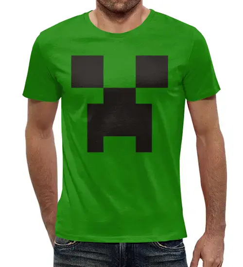 Заказать мужскую футболку в Москве. Футболка с полной запечаткой (мужская) Minecraft от game-fan - готовые дизайны и нанесение принтов.