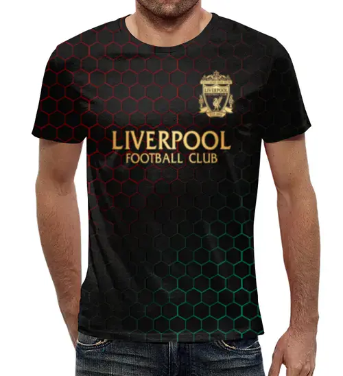 Заказать мужскую футболку в Москве. Футболка с полной запечаткой (мужская) Ливерпуль от geekbox - готовые дизайны и нанесение принтов.
