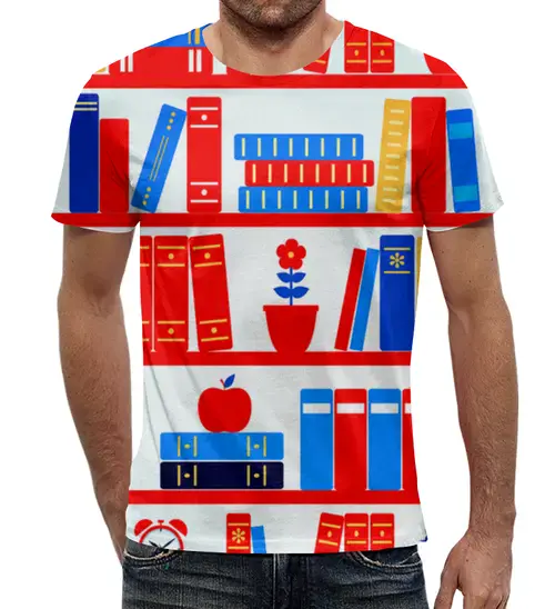 Заказать мужскую футболку в Москве. Футболка с полной запечаткой (мужская) Книги от THE_NISE  - готовые дизайны и нанесение принтов.