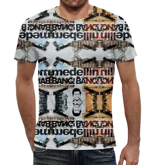 Заказать мужскую футболку в Москве. Футболка с полной запечаткой (мужская) Medellin Bang! Bang! от Felix Kotezki - готовые дизайны и нанесение принтов.