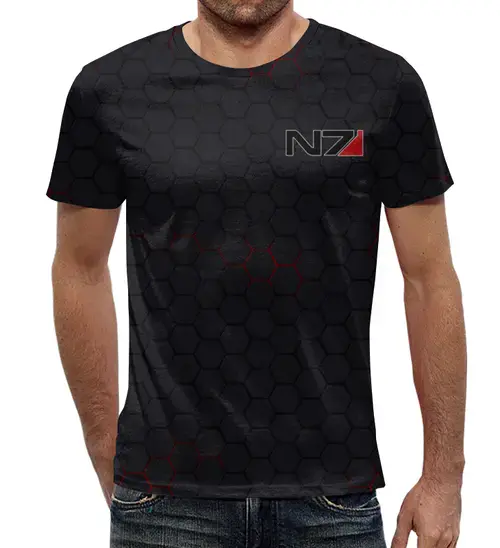Заказать мужскую футболку в Москве. Футболка с полной запечаткой (мужская) N7 - Mass Effect от Nos  - готовые дизайны и нанесение принтов.