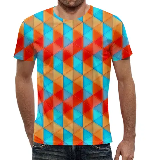 Заказать мужскую футболку в Москве. Футболка с полной запечаткой (мужская) Треугольники от THE_NISE  - готовые дизайны и нанесение принтов.