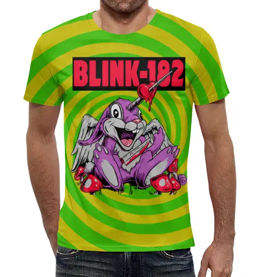 Заказать мужскую футболку в Москве. Футболка с полной запечаткой (мужская) Blink-182 от inPrintio - готовые дизайны и нанесение принтов.