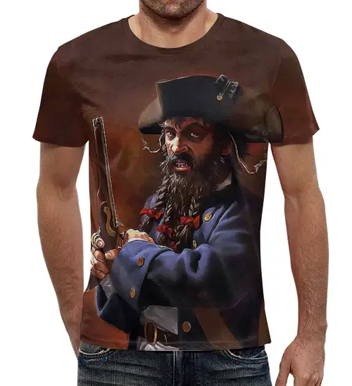 Заказать мужскую футболку в Москве. Футболка с полной запечаткой (мужская) Blackbeard от balden - готовые дизайны и нанесение принтов.