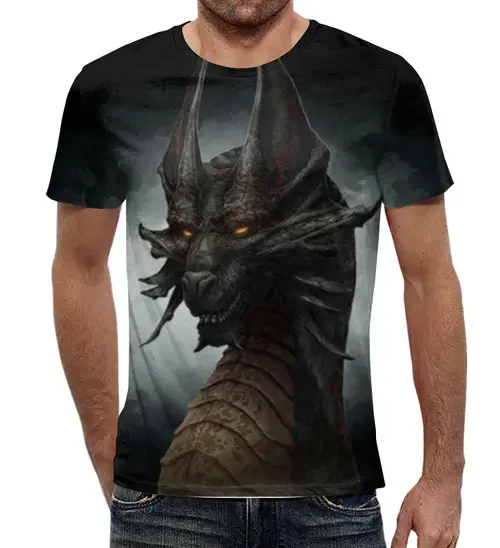 Заказать мужскую футболку в Москве. Футболка с полной запечаткой (мужская) Дракон от Dover - готовые дизайны и нанесение принтов.