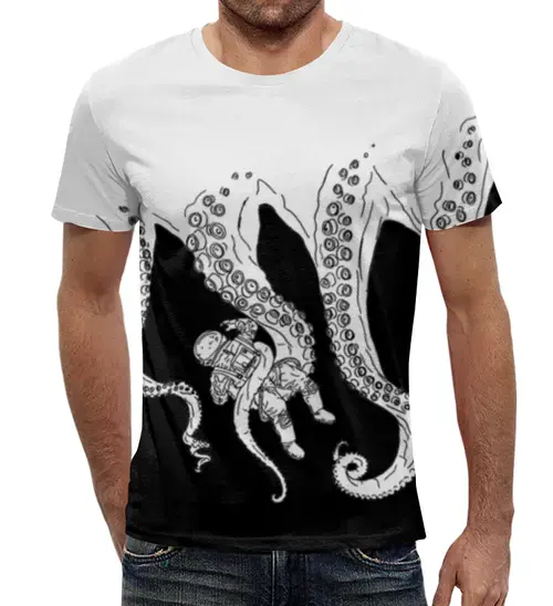 Заказать мужскую футболку в Москве. Футболка с полной запечаткой (мужская) Octopus от Triponautica - готовые дизайны и нанесение принтов.