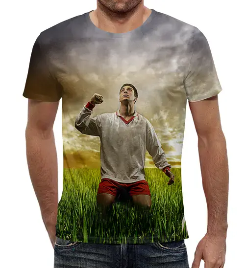 Заказать мужскую футболку в Москве. Футболка с полной запечаткой (мужская) Футболист (1) от T-shirt print  - готовые дизайны и нанесение принтов.