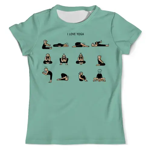 Заказать мужскую футболку в Москве. Футболка с полной запечаткой (мужская) I love yoga от Илья Щеблецов - готовые дизайны и нанесение принтов.