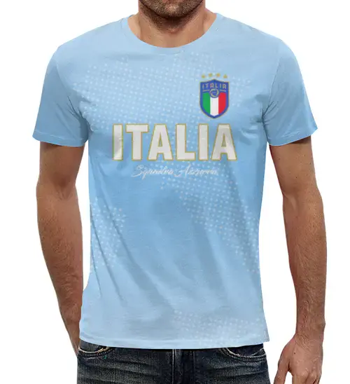 Заказать мужскую футболку в Москве. Футболка с полной запечаткой (мужская) Сборная Италии от geekbox - готовые дизайны и нанесение принтов.