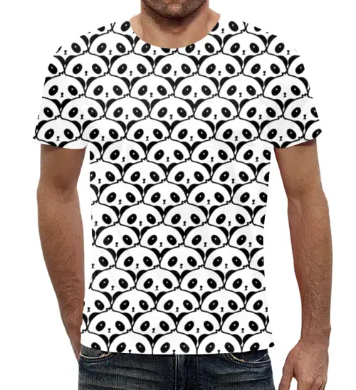 Заказать мужскую футболку в Москве. Футболка с полной запечаткой (мужская) Панды  от T-shirt print  - готовые дизайны и нанесение принтов.