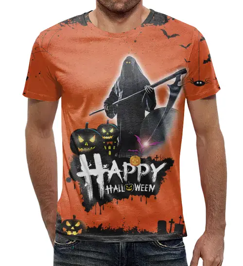 Заказать мужскую футболку в Москве. Футболка с полной запечаткой (мужская) Halloween  от T-shirt print  - готовые дизайны и нанесение принтов.