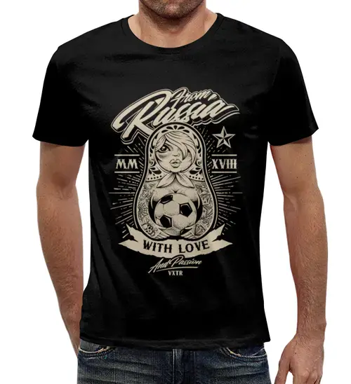 Заказать мужскую футболку в Москве. Футболка с полной запечаткой (мужская)  Футбол от Ирина - готовые дизайны и нанесение принтов.