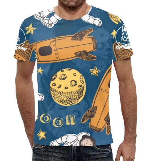 Заказать мужскую футболку в Москве. Футболка с полной запечаткой (мужская) Moon Project от The Spaceway  - готовые дизайны и нанесение принтов.