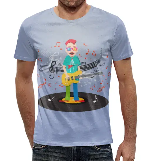 Заказать мужскую футболку в Москве. Футболка с полной запечаткой (мужская) Гитарист от T-shirt print  - готовые дизайны и нанесение принтов.